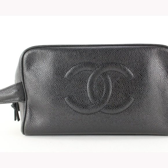 Chanel Black Caviar Dopp Toiletry Case Vanity Pouch 3CJ0113 - Picture 4 of 11